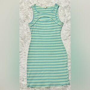Ultra Flirt Ribbed Stripe Cutout Bodycon Dress